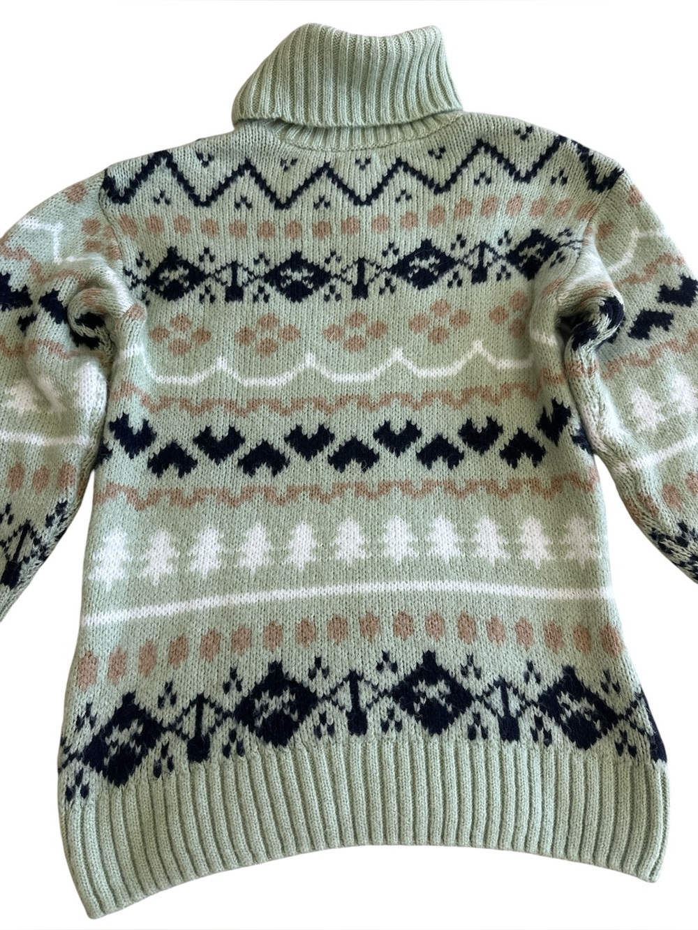 Anthropologie Fair Isle Oversized Turtleneck Sweater in Green - Picture 7 of 12